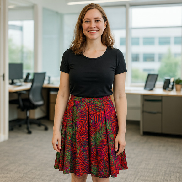 Lularoe Pleated Skirt Woman SMALL Madison Palm Leaf Print Pockets Office Career - Picture 1 of 7